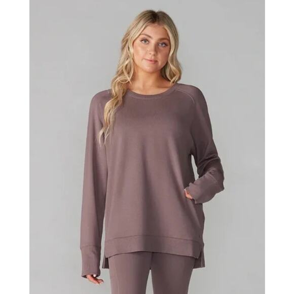 Tavi Cozy Sweatshirt in Mocha Pockets Loungewear Soft Neutral Minimalist Large - Picture 1 of 9